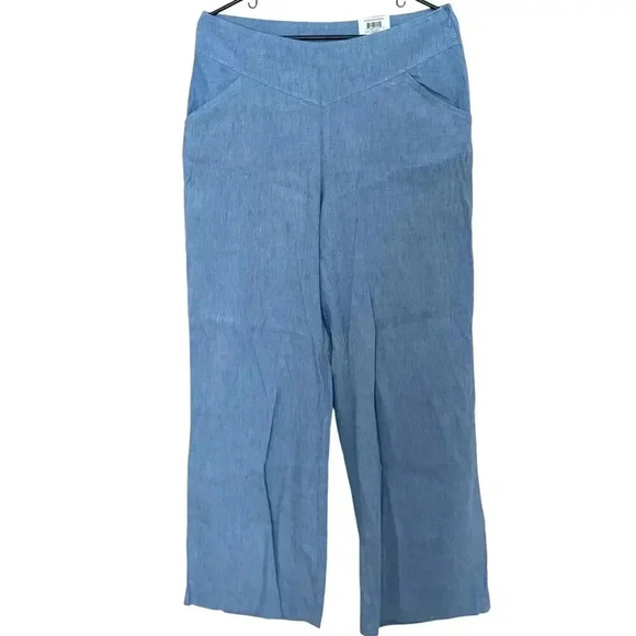 INC International Concepts blue linen blend wide leg Pants Chambray 8 - Picture 4 of 16